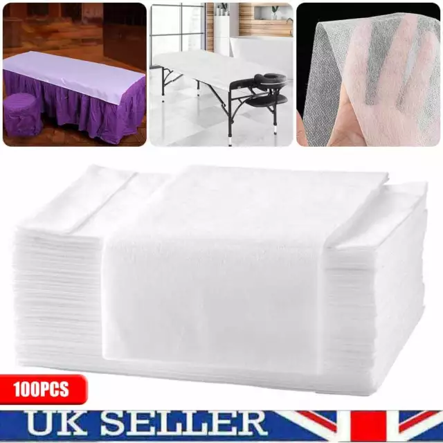 100 Disposable Beauty Bed Sheet SMS Non-woven Massage SPA Salon Table Cover UK