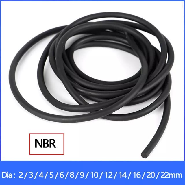 Solid Nitrile Rubber O-Ring Cord Oil Water Seal Gasket 2mm - 22mm Dia Per Metre