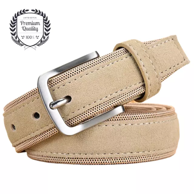 Suede Mens Leather Belt Dress Fashion Casual Buckle Formal Luxury Business Strap