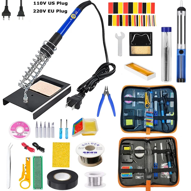 SOLDERING IRON KIT 60W Adjustable Temp Welding Tool Solder Sucker Tips
