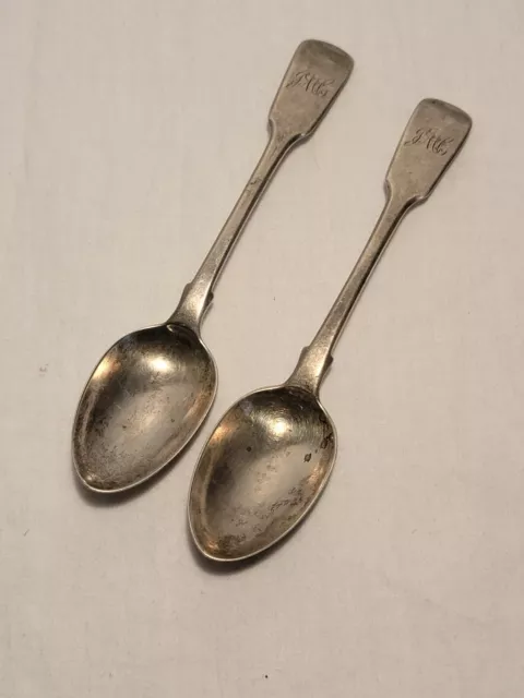 Pair 1831 William Chawner Sterling Silver Spoons .925 43g+ George IV