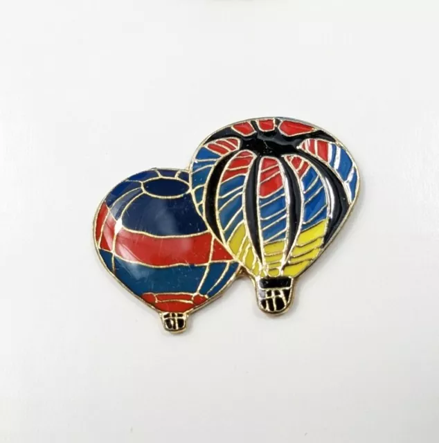 Double Hot Air Balloon Enamel Pin Lapel Hat Tie Tac Backpack Flair Colorful
