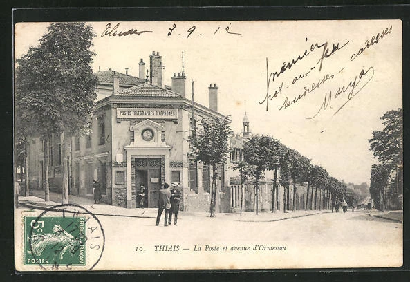 CPA Thiais, La Poste et avenue d´Ormesson 1912