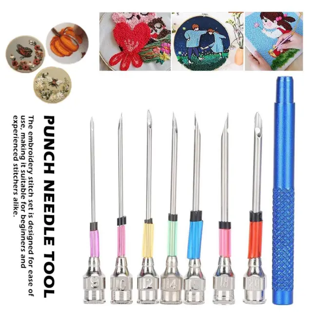 NEW Easy Stitch Embroidery Stitching Punch Needles Needle Embroidery Set I4P0