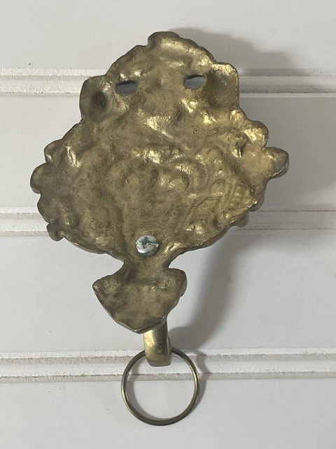 Vintage Solid Brass Ornate Wall Door Hook Hanger 5” 3