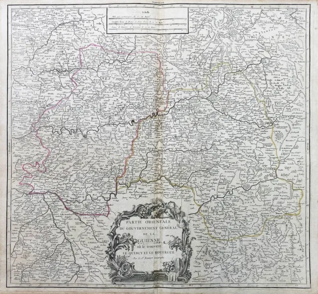Guyenne Quercy Rouergue Montauban Cahors France Karte map carte Vaugondy 1750
