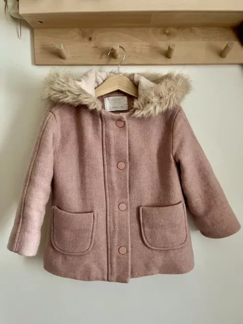 Zara Girls Wool Coat Age 3-4