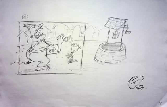 The Fairly OddParents JOHN FOUNTAIN SIGNED Hand Drawn Storyboard Page #IZ