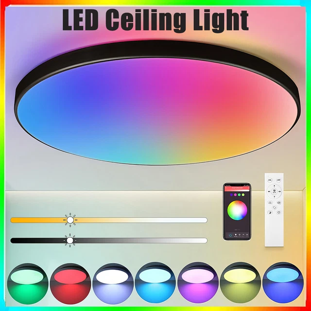 LED Ceiling Light Diable, 24W 3200L 13 RGB Color Changing Bathroo - View #2
