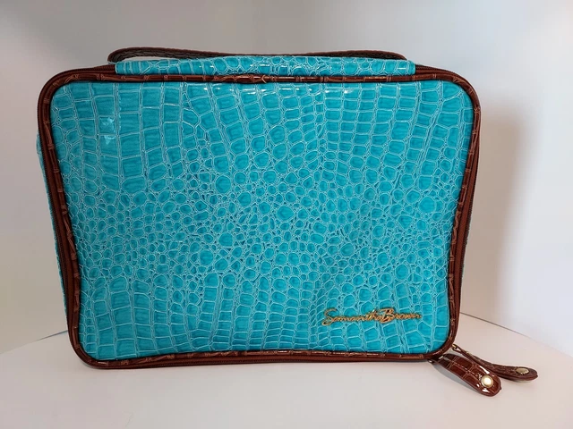 SAMANTHA BROWN Blue CROC REMOVABLE Compartments Toiletry Travel Bag NWT! 14x11"
