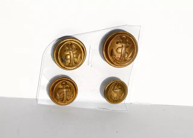 LOT 4 BOUTON UNIFORME ANCIEN - MILITAIRE MARINE ARMEE ANCRE OVALE  16,18,19,22mm