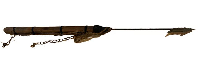 Genuine Antique Vintage Whaling Whale Wood Rope Harpoon Spear Gig Spike 84” 7ft
