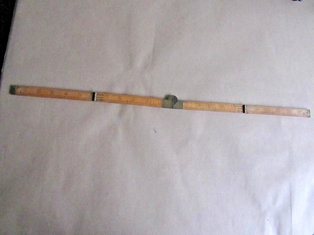 VINTAGE  24" RABONE Wooden FOLDING RULE Vintage Ruler 1163 - WARRANTED BOXWOOD