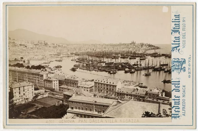 Photo Alfredo Noack Albumen Genova Genoa Italy the Port Boat Italy to The 1880