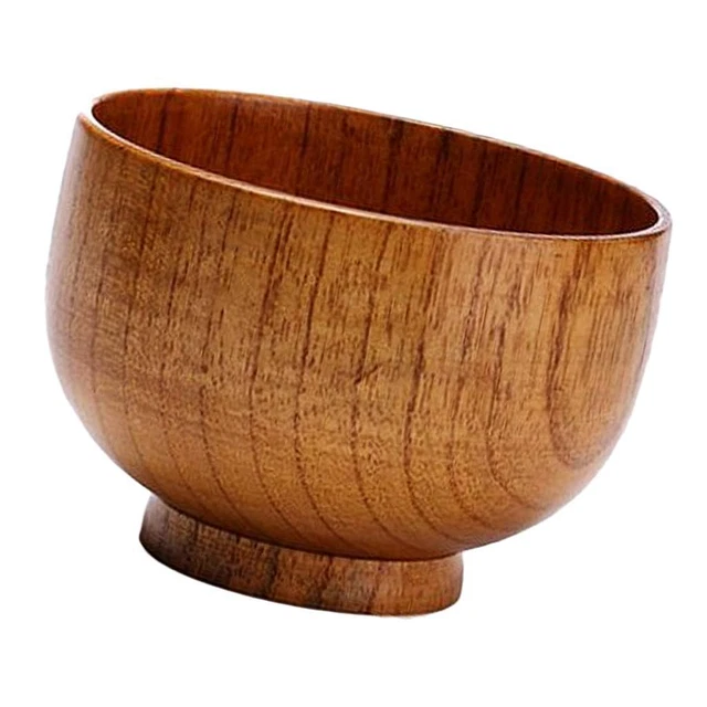 Japanese Stye Handmade Wooden Rice Bowls Soup Fruit Bowls for Kids