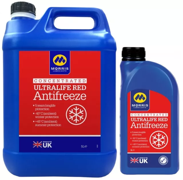 Morris Lubricants Ultra Life Red Antifreeze, OAT, Concentrated