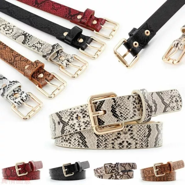 Fashion Ladies PU-leather Belt with Snake Pattern Waist Belt for Security Check