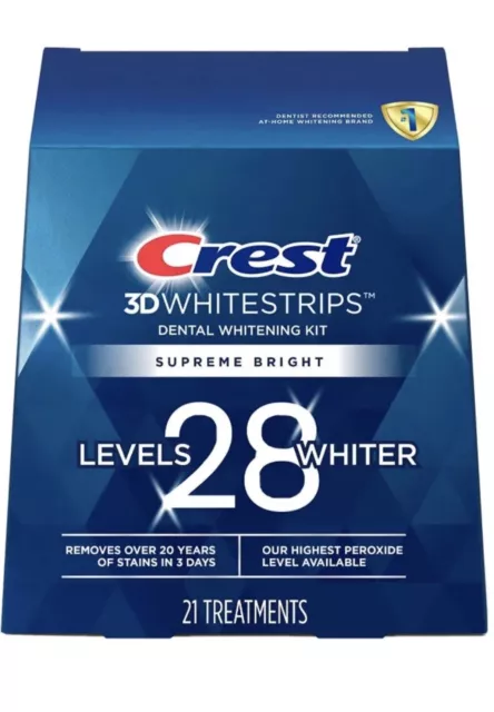 CREST 3D WHITE Supreme Bright Whitestrips 42 Teeth Whitening Strips 28 ...