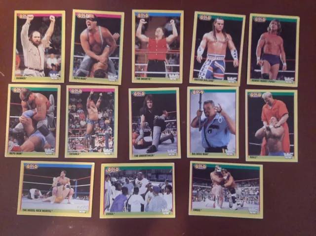 1992 Gold Series Merlin WWF WWE cards x 13 lightly damaged