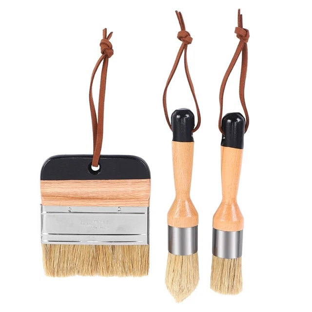 Paquet de 3 Pinceaux à La Craie et à La Cire Brosses à Pochoir à Poils pour8996