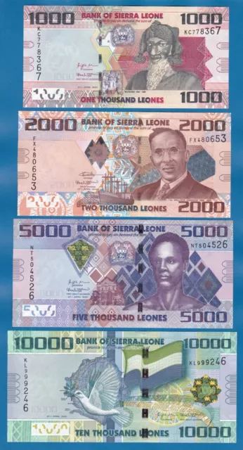 Sierra Leone 4 Notes! 1000 + 2000 + 5000 + 10000 P 30, 31, 32, 33, 2016/2021 UNC