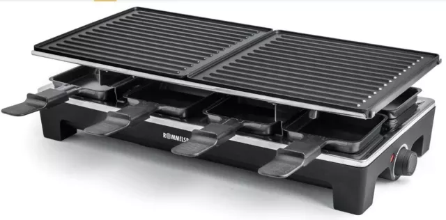 ROMMELSBACHER RCS 1350 schwarz/ Edelstahl Raclettegrill (1350W, 8 Pfännchen)