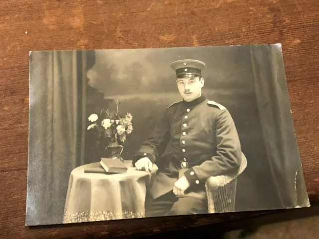 Very Nice WWI Era Prussian Officer Soldier RPPC Real Photo Postcard German LOOK!