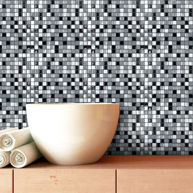 15 PIEZAS Pegamento por goteo autoadhesivo mosaico pasta de pared azulejos negro blanco ladrillo pegatina