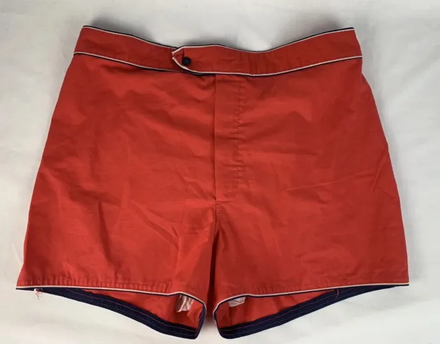 Vintage JCPenney Swim Trunk  Lined Shorts Mens 48-50 Inseam Elastic Button 80s