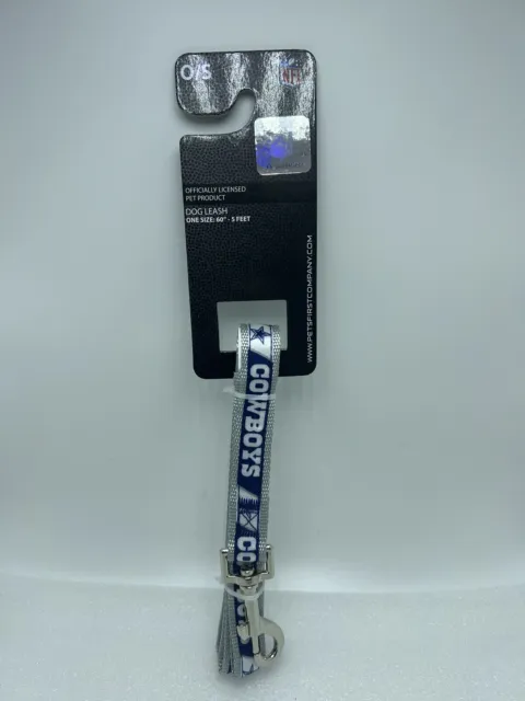 DALLAS COWBOYS Dog Leash NFL LICENSED PETS FIRST - 1” X 60” (5 ft) BLUE/GRAY