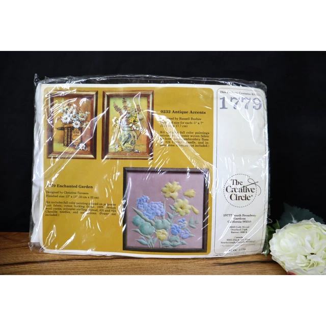 Kit de colección 1985 The Creative Circle Crewel agujas jardín encantado 1779