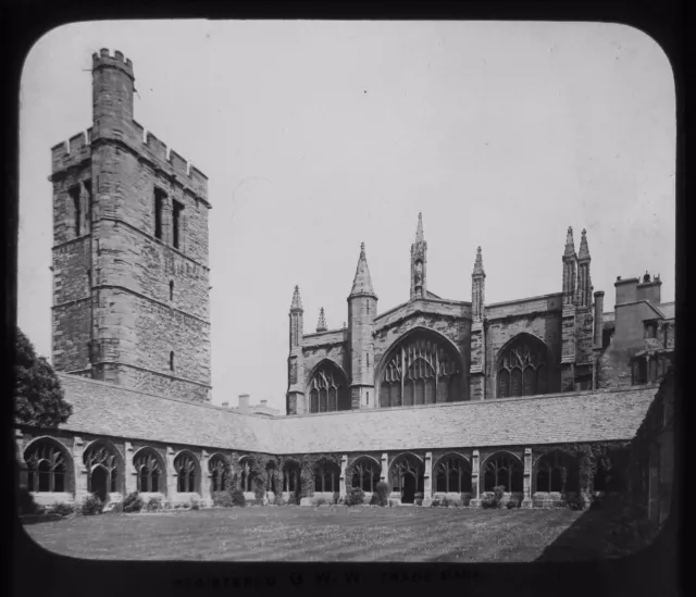 Glass Magic Lantern Slide BELL TOWER NEW COLLEGE OXFORD C1890 VICTORIAN PHOTO