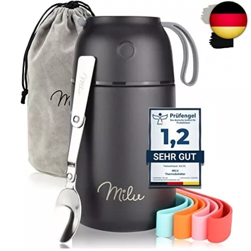 Milu® Thermobehälter 450, 650ml, 800ml | Edelstahl Warmhaltebehälter | Es