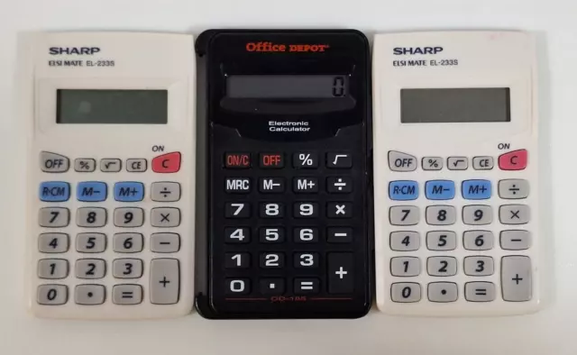 Lote de 4 Calculadoras Texas Instruments TI-1795SV Sharp Elsi Mate El-233S Oficina 3