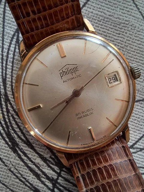Montre Ancienne PHILIPPE 17 Rubis Antichoc Mécanique - Fonctionne, Pour Homme