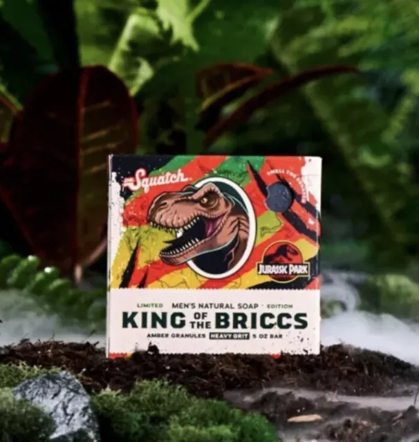 Jabón Dr Squatch 5 oz Raptor Rush Parque Jurásico EDICIÓN LIMITADA ladrillos prehistóricos