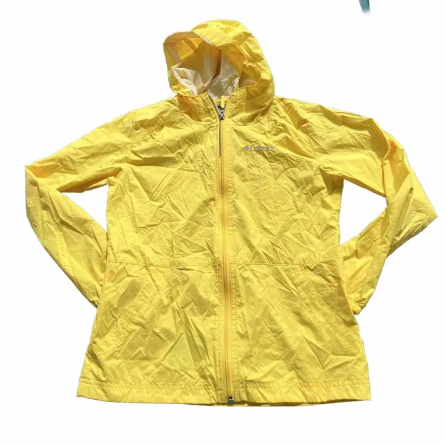 COLUMBIA Boys Girls Hooded Rain Wind Jacket Coat Kids medium M 10 Yellow