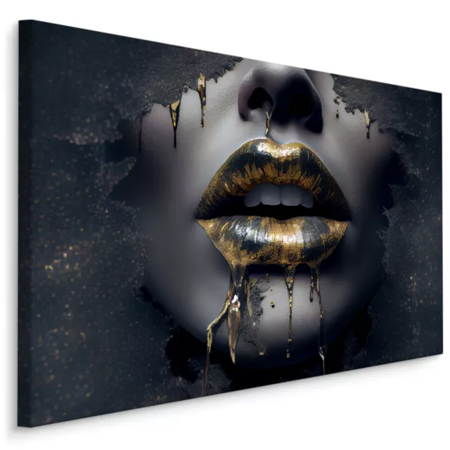 Leinwandbild CANVAS Kunstdruck LIPPEN Mund Frau Gesicht Abstraktion 3D Wanddeko