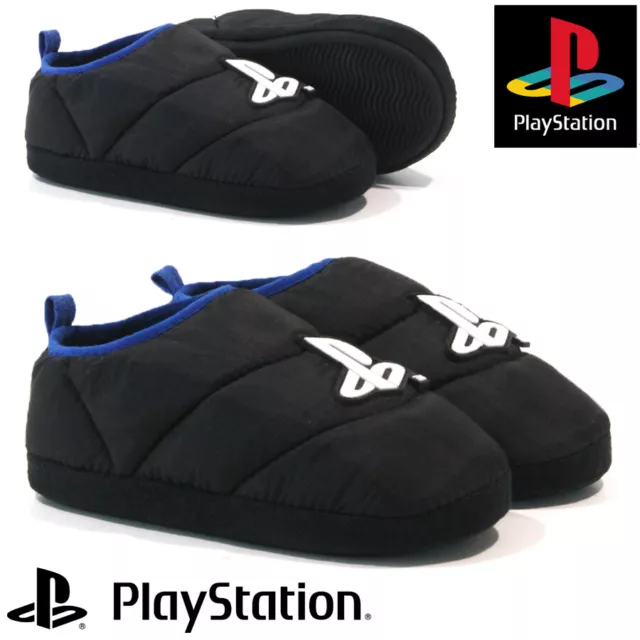 Boys Infants Playstation Slippers Novelty Warm Soft Cosy Fleece Mules Shoes Size