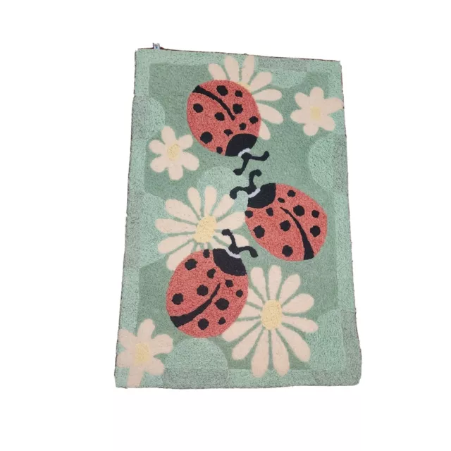 Jellybean Factory Rug Ladybug Colorful Spring Summer 33"x21" Indoor Outdoor