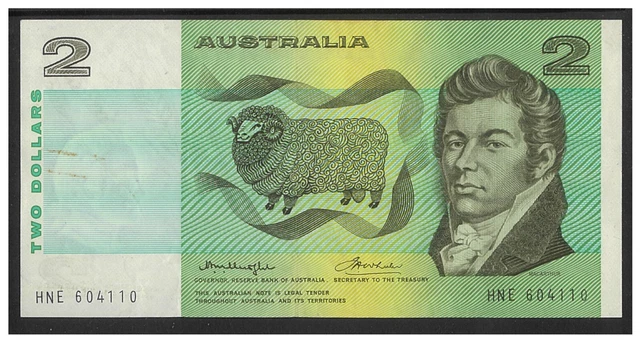 Australia 1976 $2 Dollars Paper Banknote Gothic Serials Knight/Wheeler R86a gF#6