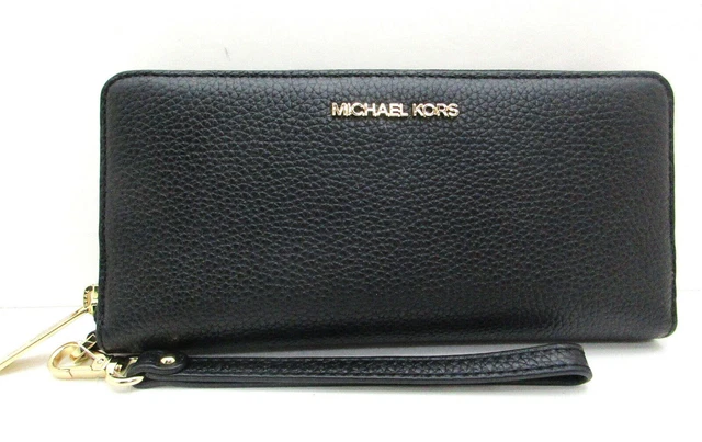 Michael Kors Lady Large Travel Continental Long Zip Around Wristlet Wallet Black