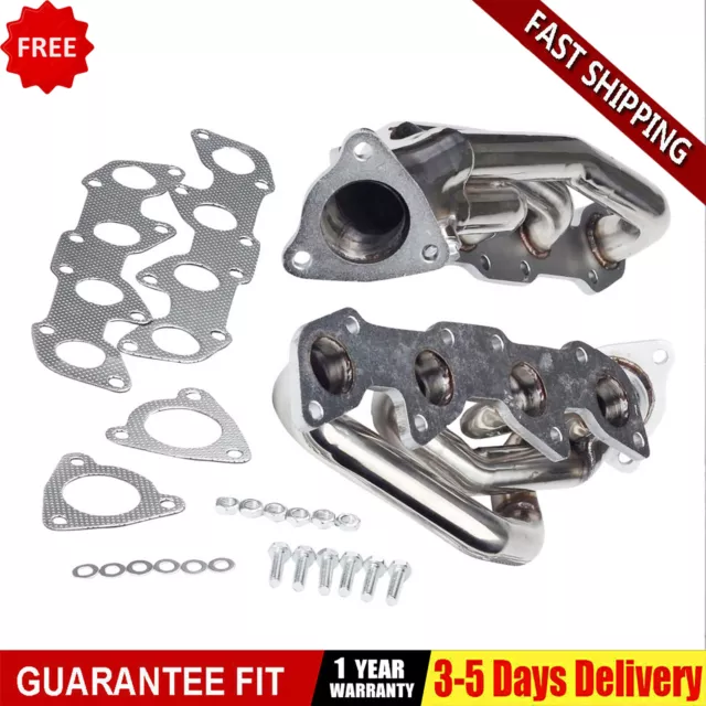 Pair Stainless Exhaust Header Kit Manifold For Toyota TUNDRA SEQUOIA 4.7L V8 4WD