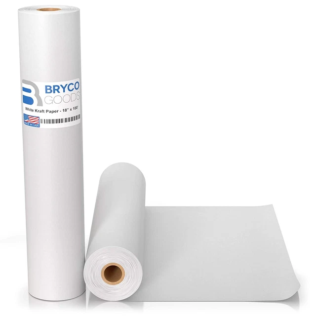 White Kraft Arts and Crafts Paper Roll - 18 inches by 100 Feet 1200 Inch - Ideal