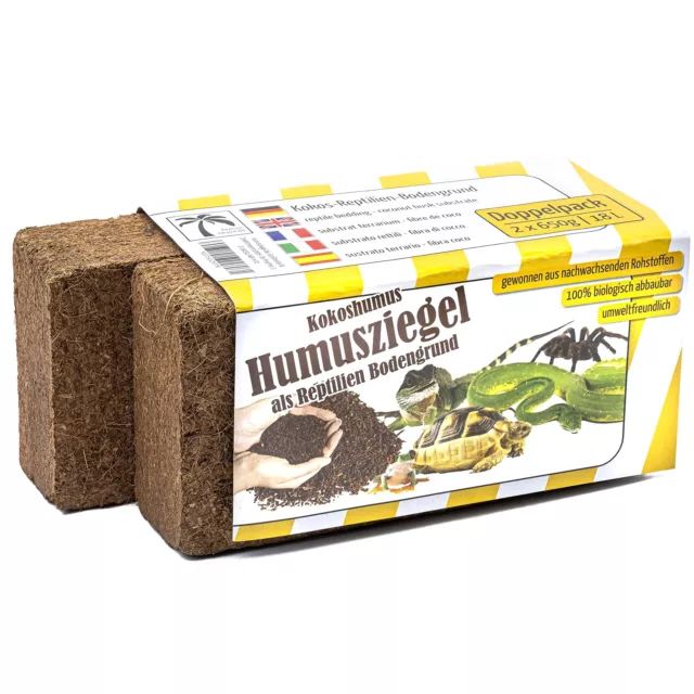 Humusziegel - 50 L Kokoseinstreu - Terrarium Erde für Reptilien - Einstreu aus