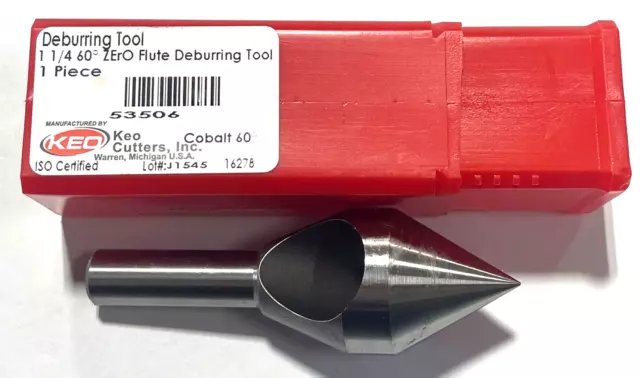KEO 1-1/4" Cobalt Countersink Zero Flute Deburring Tool 60Â° USA Made