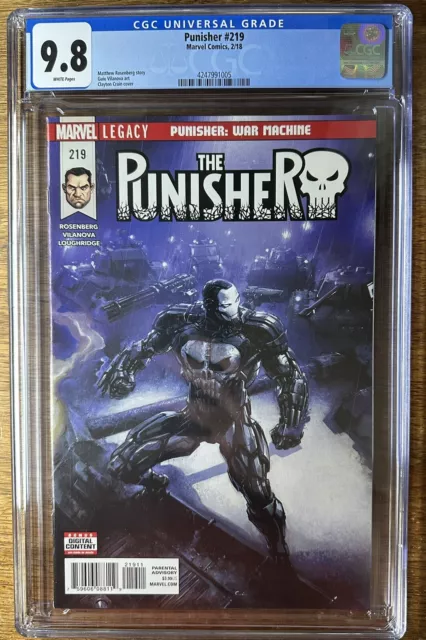 Punisher #219  CGC 9.8  1st Full App of Punisher War Machine Armor Marvel 2018