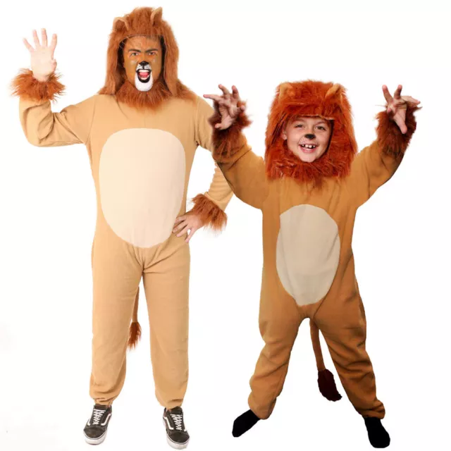 Lion Costume Adults Kids Animal School Book Day Character Cowardly Fancy Dress