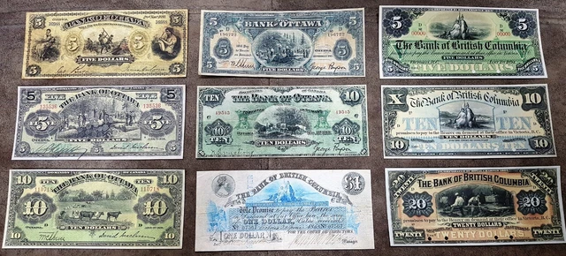 Reprint on paper with W/M Canada Bank of OTTAWA + BRITISH COLUMBIA 1863-1913 y.