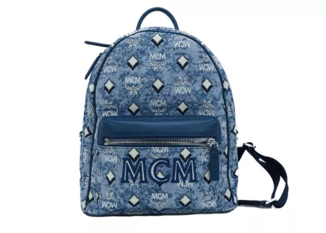 MCM Backpack Dieter Monogrammed Navy Blue Nylon Backpack MUK 7ADT19 VA001
